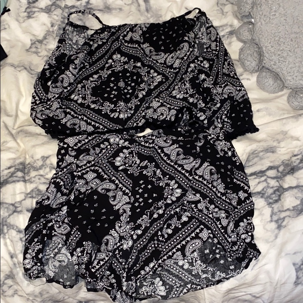 Black and White Printed Two Piece Set